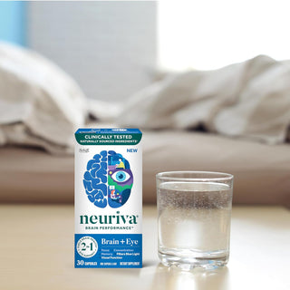 NEURIVA Brain + Eye Supplement for Memory, Focus & Concentration with Lutein & Vitamins a C E and Zinc for Eye Health & Zeaxanthin to Filter Blue Light, 30Ct Capsules