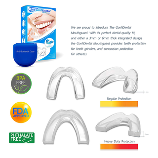 The Confidental - Pack of 5 Moldable Mouth Guard for Teeth Grinding Clenching Bruxism, Sport Athletic, Whitening Tray, Including 3 Regular and 2 Heavy Duty Guard (3 (Lll) Regular 2 (II) Heavy Duty)