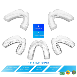 The Confidental - Pack of 5 Moldable Mouth Guard for Teeth Grinding Clenching Bruxism, Sport Athletic, Whitening Tray, Including 3 Regular and 2 Heavy Duty Guard (3 (Lll) Regular 2 (II) Heavy Duty)