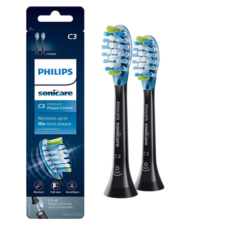 Philips Sonicare Genuine C3 Premium Plaque Control Replacement Toothbrush Heads, 2 Brush Heads, Black, HX9042/95