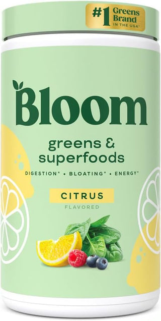 Bloom Nutrition Super Greens Powder Smoothie & Juice Mix - Probiotics for Digestive Health & Bloating Relief, Digestive Enzymes with Superfoods Spirulina & Chlorella for Gut Health (Citrus)