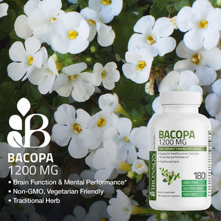 Bronson Bacopa 1200 MG Supports Healthy Brain Function and Mental Performance, Traditional Herb, Non-Gmo, 90 Vegetarian Capsules
