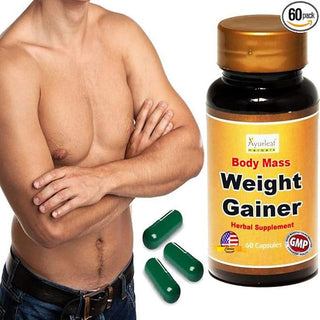 Ayurleaf Weight Gainer - Men'S Weight Gain Formula. Mass Gainer Gain Weight Pills for Men - Helps Skinny Men Gain Body Mass. Fast Weight for Men. (One Single Bottle)