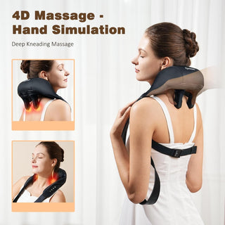 KNQZE Neck Massager with Heat, Cordless Deep Tissue 4D Expert Kneading Massage, Shiatsu Neck and Shoulder Massage Pillow for Neck, Traps, Back and Leg Pain Relief, Gifts for Men Women Mom and Dad