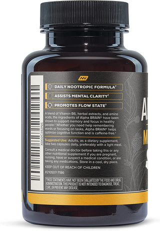 ONNIT Alpha Brain Premium Nootropic Brain Supplement, 30 Count, for Men & Women - Caffeine-Free Focus Capsules for Concentration, Brain & Memory Support - Brain Booster Cat'S Claw, Bacopa, Oat Straw