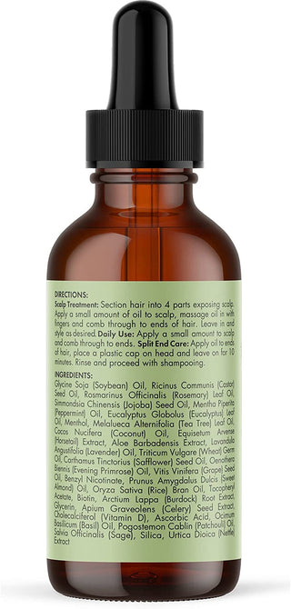 Mielle Organics Rosemary Mint Scalp & Hair Strengthening Oil with Biotin & Essential Oils, Nourishing Treatment for Split Ends and Dry Scalp for All Hair Types, 2-Fluid Ounces