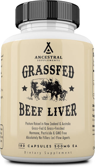 "Boost Energy, Detoxify, and Improve Overall Wellness with Ancestral Supplements Grass-Fed Beef Liver Capsules! 🌿🐄💪 Get 180 Non-GMO, Freeze-Dried Liver Health Supplements that Support Digestion, Immunity, and More!"