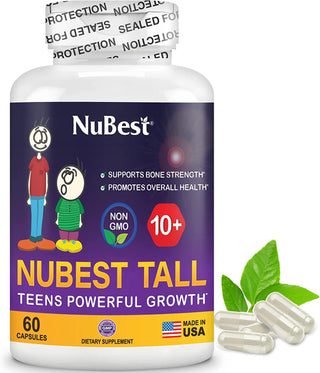 Nubest Tall 10+ - Height Supplement for Children (10+) & Teens Who Drink Milk Daily, Promote Height Increase, Unlock Height Potential, Boost Height Naturally - 60 Capsules | 1 Month Supply