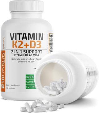 "Boost Your Bone and Heart Health with our Advanced Vitamin K2 (MK7) + D3 Supplement! 🌟 Non-GMO Formula with 5000 IU Vitamin D3 & 90 Mcg Vitamin K2 MK-7 💪 Convenient 250 Capsules of Easy-to-Swallow Vitamin D & K Complex! 😍 #healthyliving #supplements"