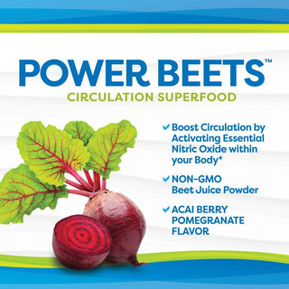 Nu-Therapy Power Beets - Super Concentrated Circulation Superfood - Dietary Supplement – Delicious Acai Berry Pomegranate Flavor – Non-Gmo Beet Juice Powder - 30 Servings, Red, 5.8 Ounce (Pack of 1)