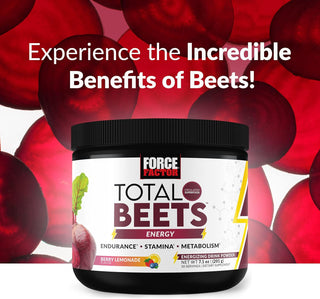 FORCE FACTOR Total Beets Energy Drink Mix 3-Pack, Superfood Beet Root Powder, Nitrates to Boost Energy, Support Circulation, Blood Flow, Nitric Oxide and Stamina, Heart Health Supplement, 90 Servings