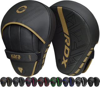 RDX Boxing Pads Curved Focus Mitts, Maya Hide Leather Kara Hook and Jab Training Pads, Adjustable Strap Ventilated, MMA Muay Thai Kickboxing Coaching Martial Arts Punching Hand Target Strike Shield