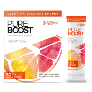Pureboost Clean Energy Drink Mix + Immune System Support. Sugar-Free Energy with B12, Multivitamins, Antioxidants, Electrolytes (Acai Alert, 30 Count)