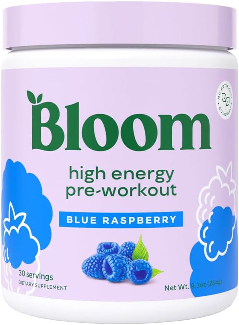 Bloom Nutrition High Energy Pre Workout with Beta Alanine,  Ginseng and L Tyrosine for Amino Energy, Natural Caffeine Powder from Green  Tea Extract, Keto, Sugar Free Drink Mix, Raspberry Lemonade 