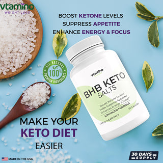 vtamino BHB Keto-Salze – Steigert den Ketonspiegel und erhöht die Energie (Vorrat für 30 Tage)