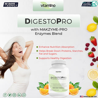 vtamino DigestoPro – mit MAKZYME-PRO Enzymmischung (30 Tage Vorrat)
