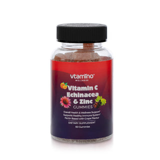 vtamino Gummies with Vitamin C, Echinacea & Zinc-Tasty Natural Fruit Flavor (30 Days Supply)