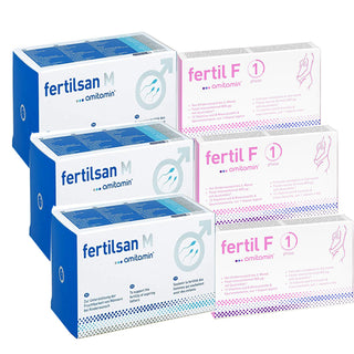 amitamin Complete Family Planning Bundle - For Him & Her - 3 FertilsanM (Powder) + 3 Fertil F Phase1 (Bundle of 90 Days Supply)