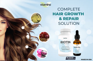 vtamino Hair Growth Solution of 3 Pieces – Stimulate Hair Growth, Stop Hair Loss & Repair Damaged Hair