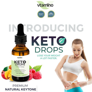 vtamino Keto Drops-Himbeerketone mit afrikanischer Mango-Fatburner & Appetitzügler (Vorrat für 30 Tage)