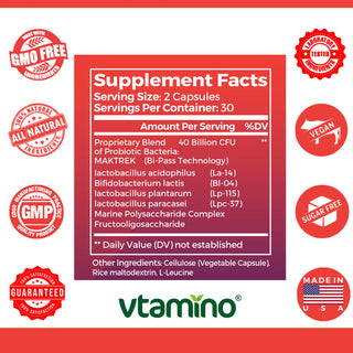 vtamino Mega Probiotic 40 Billion – Erhält eine gesunde Darmflora (Vorrat für 30 Tage)