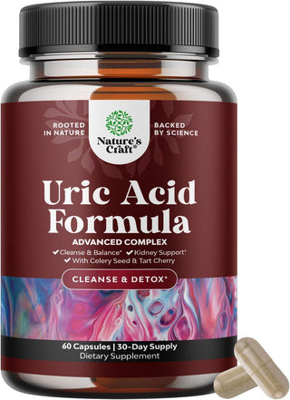 Herbal Uric Acid Cleanse and Detox - Essential Daily Kidney Cleanse and Uric Acid Support for Adults – Joint Support Supplement and Detox Cleanse with Tart Cherry Extract Capsules for Men and Women