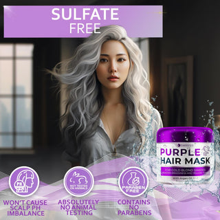 Purple Hair Mask - Deep Conditioner and Toner for Blonde, Brassy Hair - Hydrating Repair and after Bleach Treatment for Damaged and Dry Hair - Moisture Conditioning for Bleached Women and Men