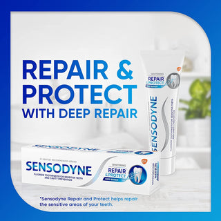 Sensodyne Repair and Protect Whitening Toothpaste, Toothpaste for Sensitive Teeth and Cavity Prevention, 3.4 Oz (Pack of 2)
