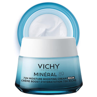 Vichy Mineral 89 Rich Cream, 72H Moisture Boosting Cream | Hydrating Face Moisturizer with Hyaluronic Acid, Niacinamide and Lipids | Daily Face Cream with Rich Texture for Dry Skin