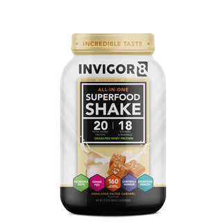INVIGOR8 Superfood Protein Shake Gluten-Free and Non GMO Meal Replacement Shake with Probiotics and Omega 3 (645 Grams) (Natural Strawberry)