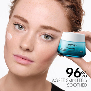 Vichy Mineral 89 Rich Cream, 72H Moisture Boosting Cream | Hydrating Face Moisturizer with Hyaluronic Acid, Niacinamide and Lipids | Daily Face Cream with Rich Texture for Dry Skin