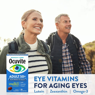 Ocuvite Eye Vitamin & Mineral Supplement, Contains Zinc, Vitamins C, E, Omega 3, Lutein, & Zeaxanthin, Bausch & Lomb Ocuvite Adult 50+ Eye Vitamin & Mineral Softgels, 50 Count (Packaging May Vary)