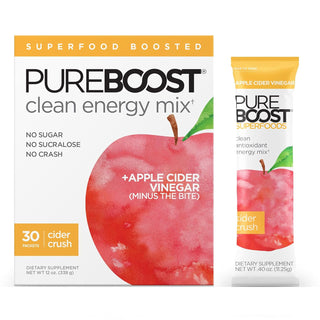 Pureboost Superfoods Clean Energy Drink Mix with B12, 7 Organic Red Superfoods and Vitamins. Naturally Flavored with Super Beets, Hibiscus, Pomegranate. No Sugar. (30 Count, Red Burst)