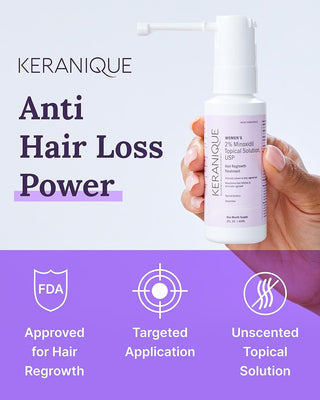 Keranique Hair Regrowth Treatment for Women - 2% Minoxidil for Hair Growth & Thickening - Topical Solution Scalp Treatment for Hair Loss & Thinning W/ Precision Spray Applicator - 2 Fl Oz