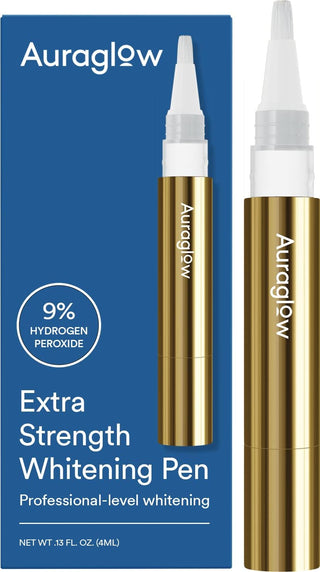 Auraglow Extra Strength Teeth Whitening Pen, 9% Hydrogen Peroxide, 40+ Whitening Treatments, Whitens Teeth Fast, No Sensitivity, 4Ml