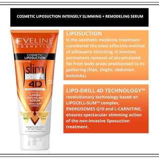 Eveline Slim Extreme 4D Liposuction Body Serum, Firming Body Lotion for Women and Men and Body Sculpting Cellulite Workout Cream