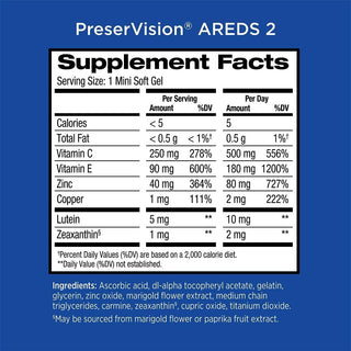 Preservision AREDS 2 Eye Vitamin & Mineral Supplement, Contains Lutein, Vitamin C, Zeaxanthin, Zinc & Vitamin E, 120 Softgels (Packaging May Vary)