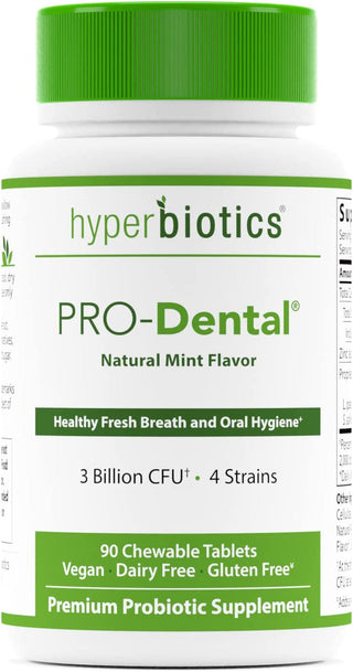 Hyperbiotics Vegan Pro Dental ENT | Chewable Mint Tablets | Premium Probiotic Supplement for Oral Health | Sugar Free | Ears, Nose, Throat | Freshen Bad Breath at It'S Source | 45 Count