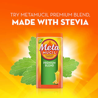 Metamucil Premium Blend, Daily Psyllium Fiber Powder Supplement, 4-In-1 Fiber for Digestive Health, Sugar-Free with Stevia, Plant Based Fiber, Orange Flavored, 180 Servings