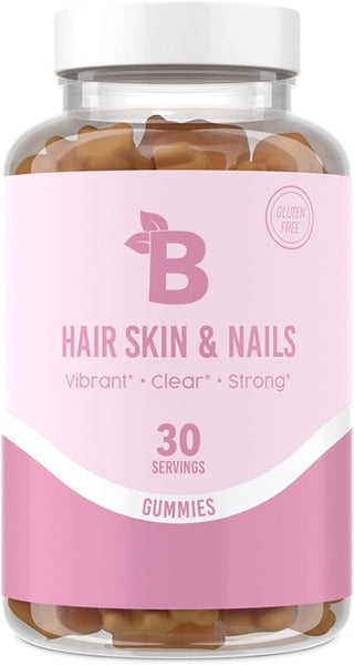 Bloom Nutrition HSN Biotin Gummies with Vitamin C, D, & Folic Acid | Hair Skin and Nails Supplement | Vegan Friendly, Gluten Free, Non-Gmo, Pectin Based Blueberry Raspberry Gummy Bears | 60 Count
