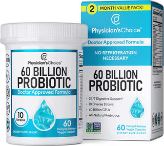 Physician'S CHOICE Probiotics 60 Billion CFU - 10 Diverse Strains + Organic Prebiotic - Digestive & Gut Health - Supports Occasional Constipation, Diarrhea, Gas & Bloating - Probiotics for Women & Men