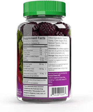 Humann Superbeets Energy Gummies - Quick Energy & Mental Focus - Help Increase Nitric Oxide - Supports Healthy Blood Pressure & Circulation Support - Antioxidant, Non-Gmo - Berry Flavor, 60 Count