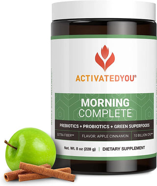ACTIVATEDYOU Morning Complete Daily Wellness Drink Powder with 10 Billion Cfus, Prebiotics, Probiotics and Green Superfoods, 30 Servings, Apple Cinnamon Flavor