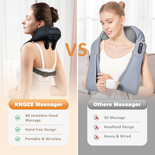 KNQZE Neck Massager with Heat, Cordless Deep Tissue 4D Expert Kneading Massage, Shiatsu Neck and Shoulder Massage Pillow for Neck, Traps, Back and Leg Pain Relief, Gifts for Men Women Mom and Dad