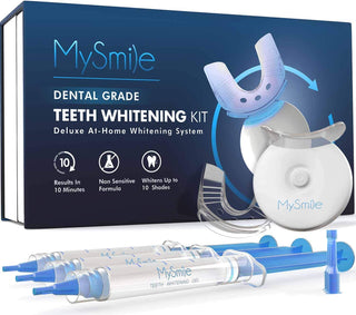 Mysmile Teeth Whitening Kit with LED Light, 10 Min Non-Sensitive Fast Teeth Whitener with 3 Carbamide Peroxide Teeth Whitening Gel, Helps to Remove Stains from Coffee, Smoking, Wines, Soda, Food