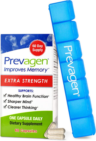 Prevagen Improves Memory - Extra Strength 20Mg, 60 Capsules, with Apoaequorin & Vitamin D & Prevagen 7-Day Pill Minder | Brain Supplement for Better Brain Health, Supports Healthy Brain Function
