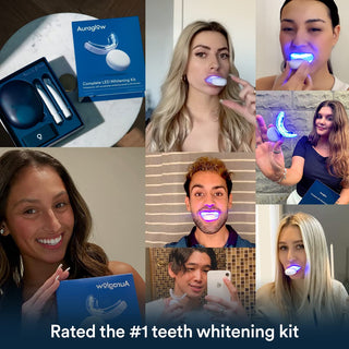 Auraglow Teeth Whitening Kit, LED Accelerator Light, 35% Carbamide Peroxide Teeth Whitening Gel, 20+ Whitening Treatments, (2) 5Ml Whitening Gel Syringes, Whiten Teeth Faster