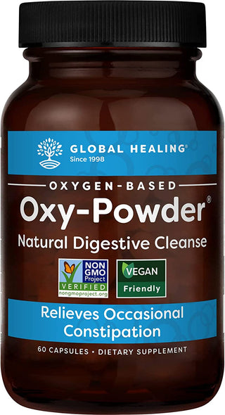 Global Healing Oxy-Powder Colon Cleanse & Detox Cleanse, Colon Cleanser & Detox, Constipation Relief for Adults, Bloating Relief for Women & Men (60 Capsules)