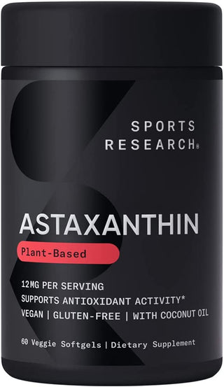 Sports Research Astaxanthin Supplement from Algae - Softgels for Antioxidant Activity, Skin & Eye Health Support - Made with Coconut Oil, Non-Gmo Verified & Gluten Free - 6Mg, 120 Count