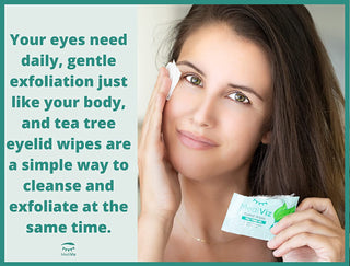 Tea Tree Eyelid Wipes - Exfoliating, Hypoallergenic Eyelid Scrubs to Help with Crusty Eyelashes, Eyelid Bumps, Itchy Eyelids, Eyelash Mites, Clogged Meibomian Glands, Eyelid Irritation (30-Pack)